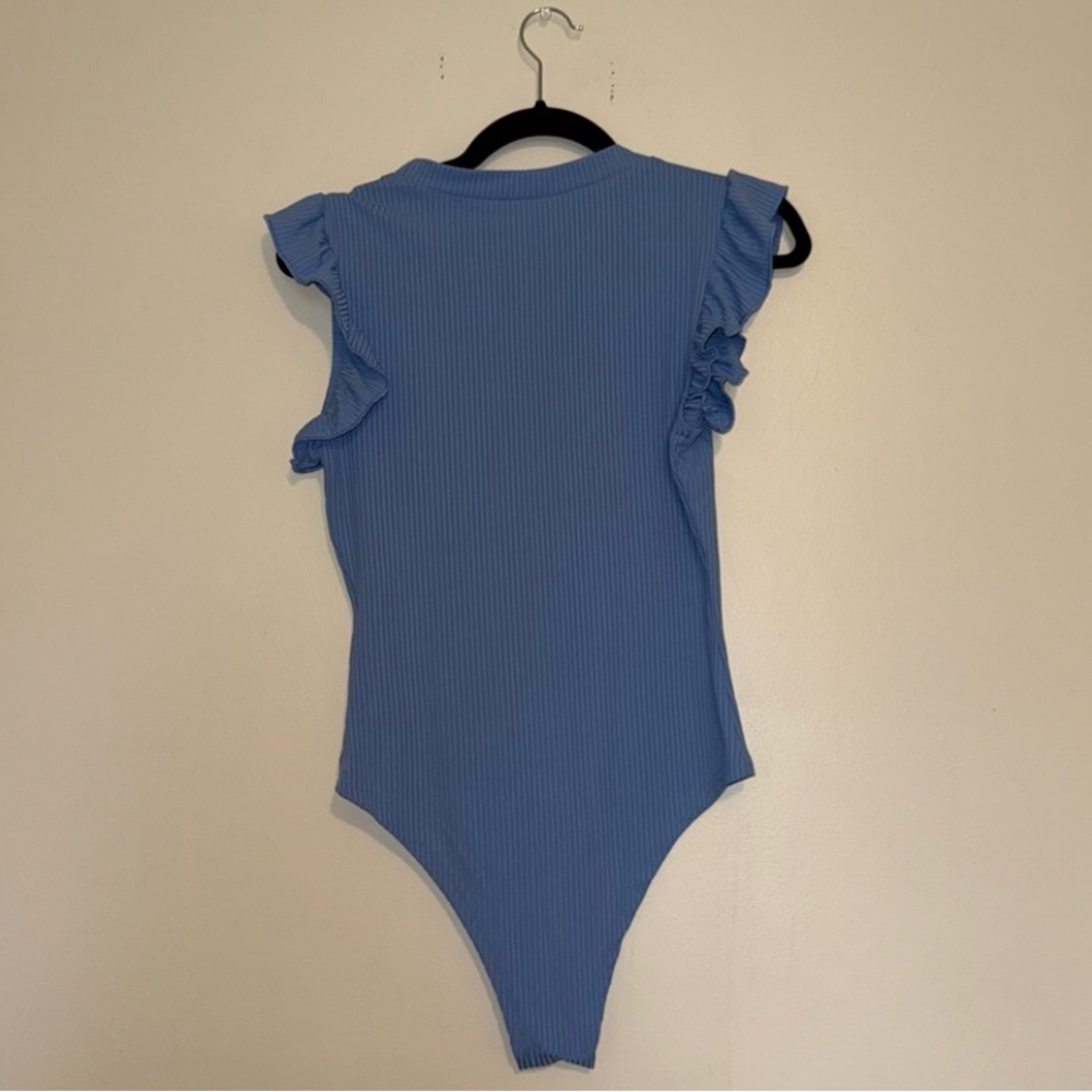 White Ruffled Bodysuit Top - Picture 6 of 12